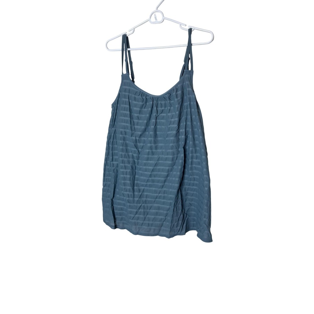 Free People Tank Top Womens Large Blue Stripe Adjustable Strap Built In Bra